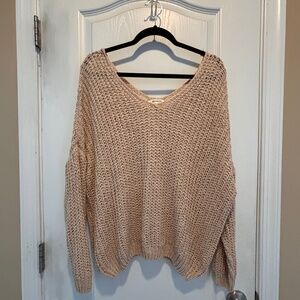 Miracle Double-V-Neck Pale Pink Sweater, S/M